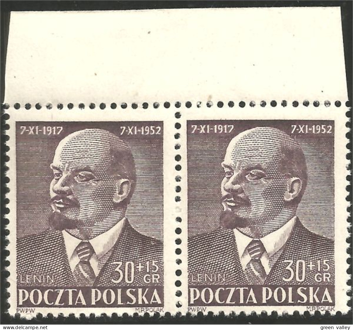740 Pologne Lénine Lenin Paire Pair Bord De Feuille Margin Copy MNH ** Neuf SC (POL-222) - Lénine