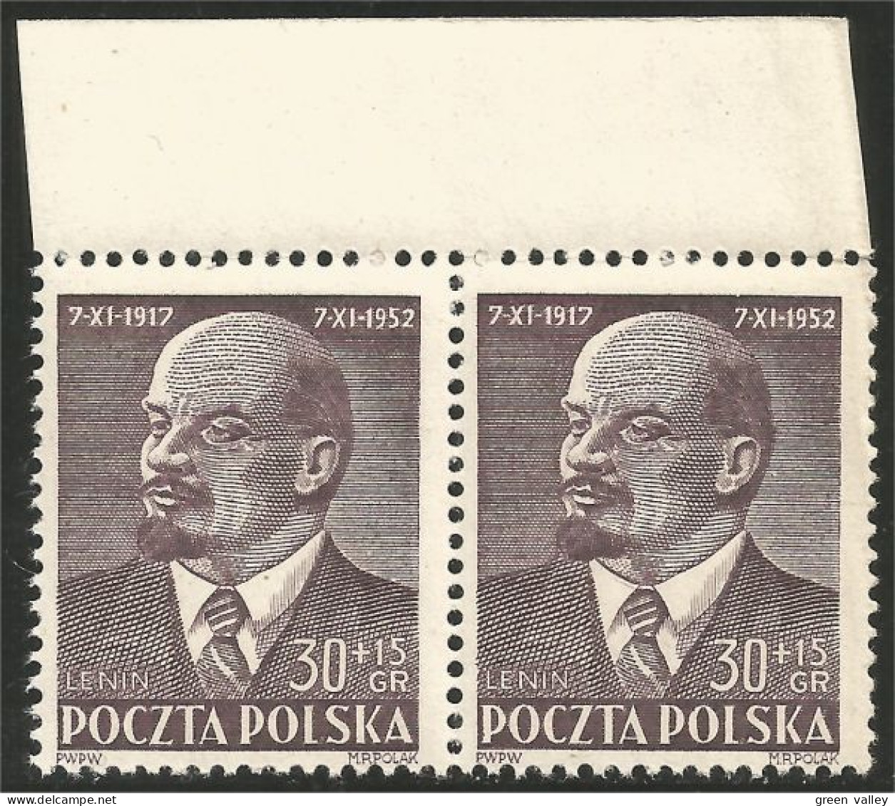 740 Pologne Lénine Lenin Paire Pair Bord De Feuille Margin Copy MNH ** Neuf SC (POL-223) - Lenin