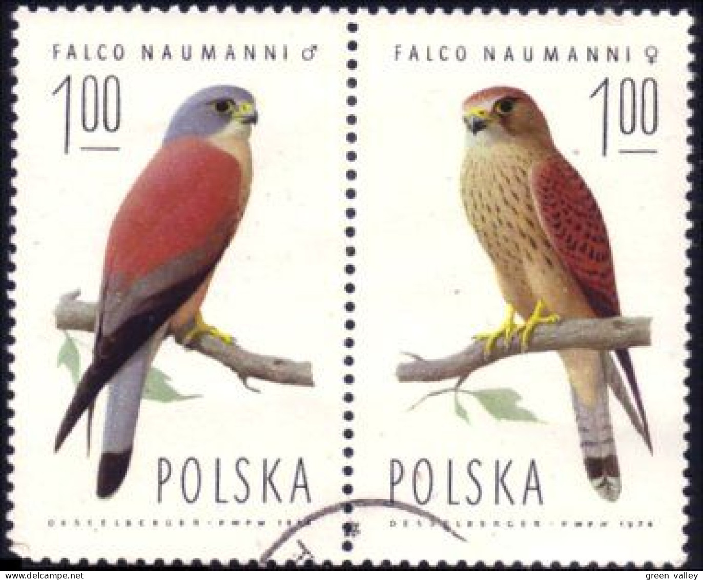 740 Pologne Faucon Falcon Se-tenant (POL-184) - Águilas & Aves De Presa