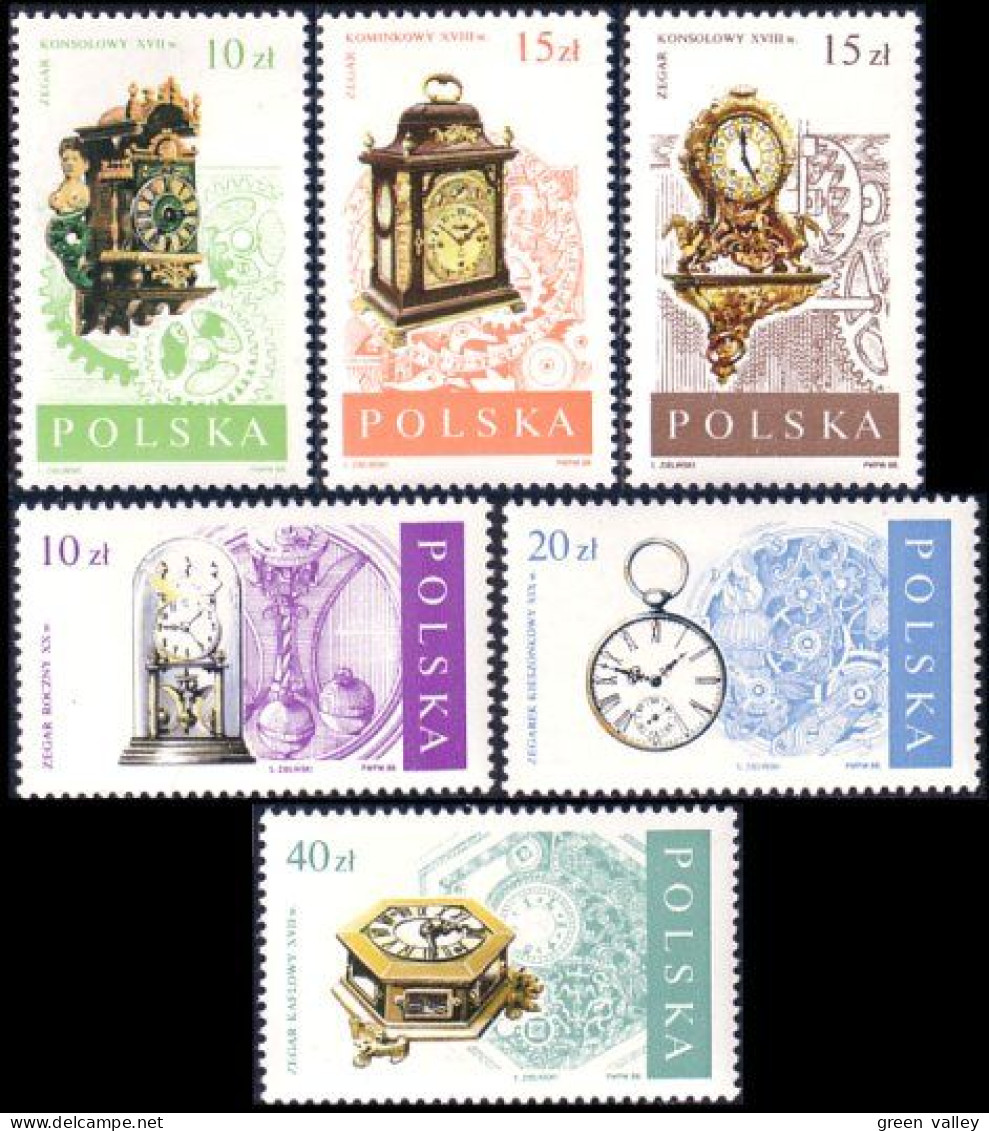 740 Pologne Horloges Clocks Graphic Design MNH ** Neuf SC (POL-133) - Clocks