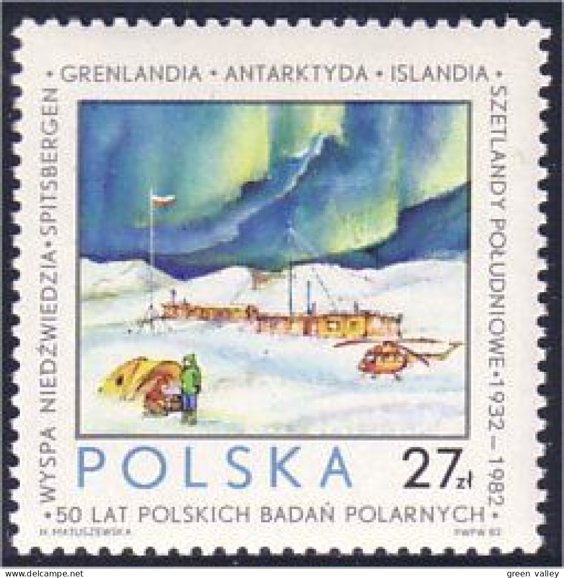 740 Pologne Aurore Boreale Northern Lights Helicoptere Helicopter MNH ** Neuf SC (POL-117b) - Altri & Non Classificati