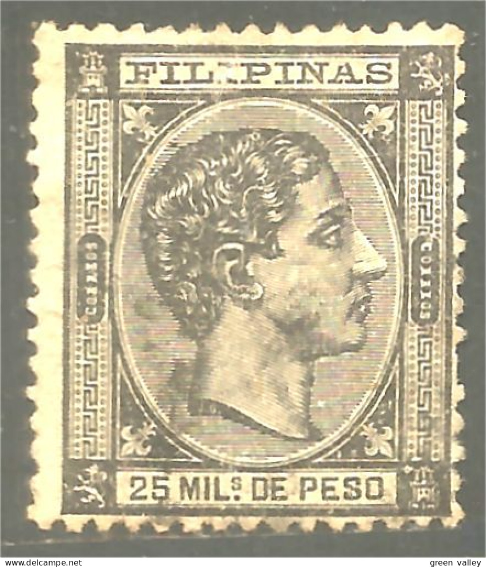 730 Philippines 1878 Roi King Alfonso XII 25m Black Noir (PHI-32) - Filipinas