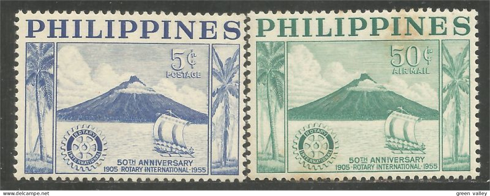 730 Philippines Volcano Volcan Rotary Voilier Bateau Sailing Ship Schiff MH * Neuf (PHI-20) - Philippines