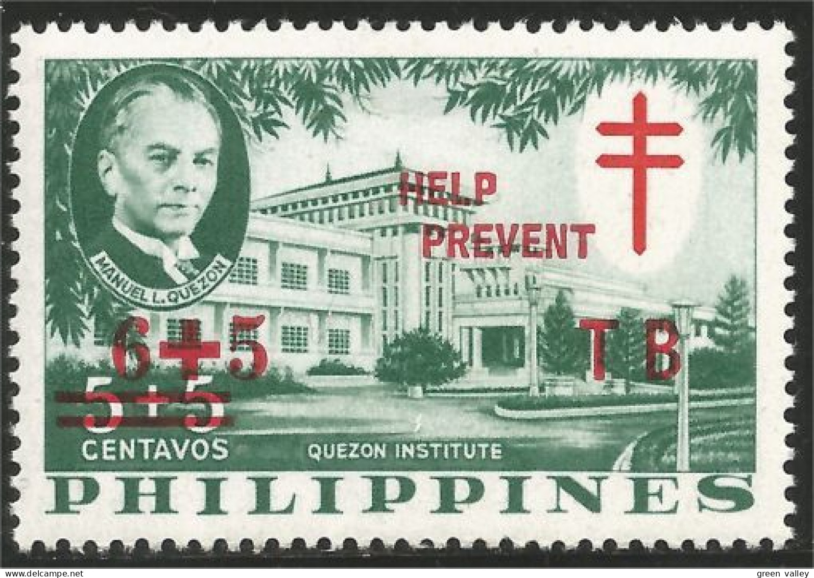 730 Philippines 1960 Quezon Institute Surcharge Tuberculosis Tuberculose MH * Neuf CH (PHI-11) - Médecine