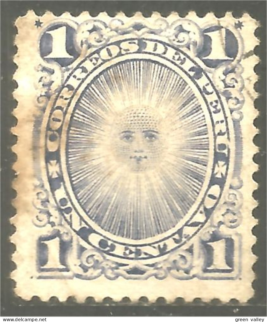 728 Peru 1886 Sun God Dieu Soleil 1c Violet (PER-24) - Pérou