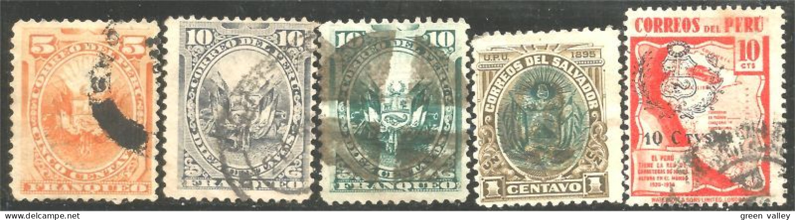 728 Peru 5 Old Stamps (PER-11) - Pérou