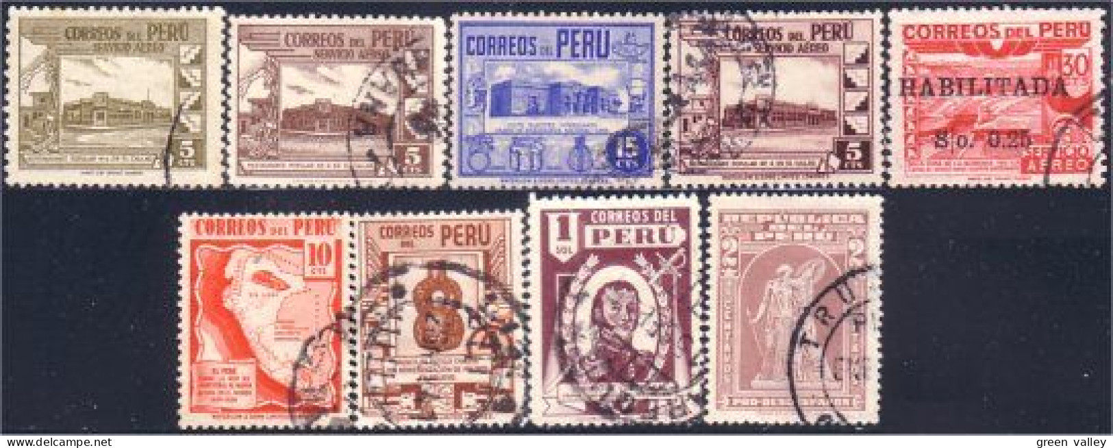 728 Peru Collection 9 Timbres Anciens (PER-7) - Pérou