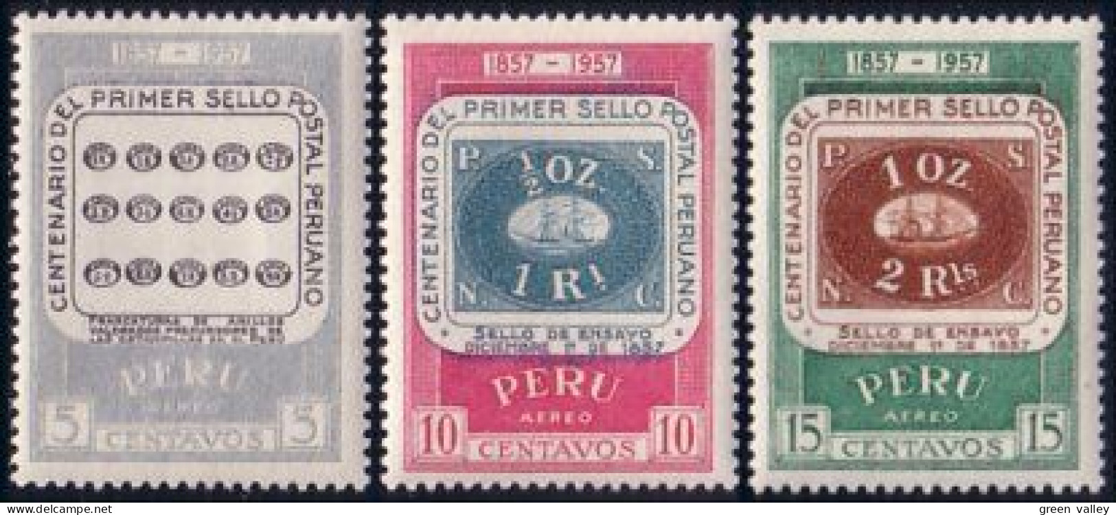 728 Peru Premier Timbre First Stamp MH * Neuf C (PER-5) - Briefmarken Auf Briefmarken