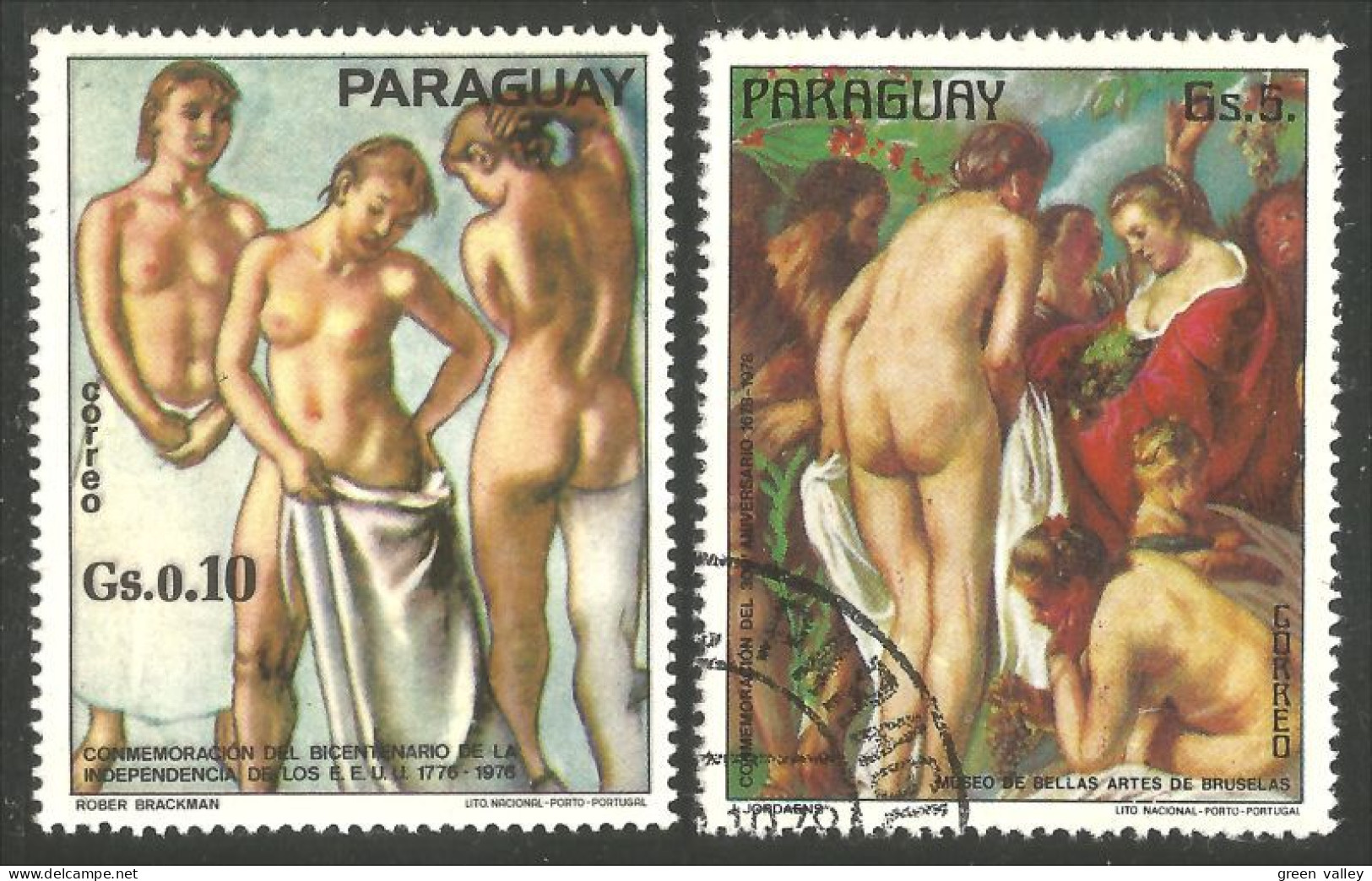 722 Paraguay Bicentenary USA Nude Paintings Tableaux Nus MNH ** Neuf SC / O (PAR-145) - Aktmalerei