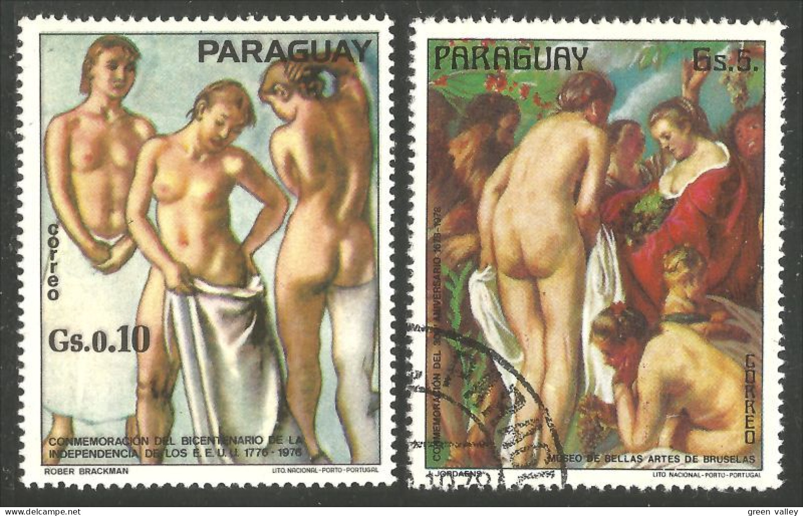 722 Paraguay Bicentenary USA Nude Paintings Tableaux Nus MNH ** Neuf SC / O (PAR-145) - Desnudos