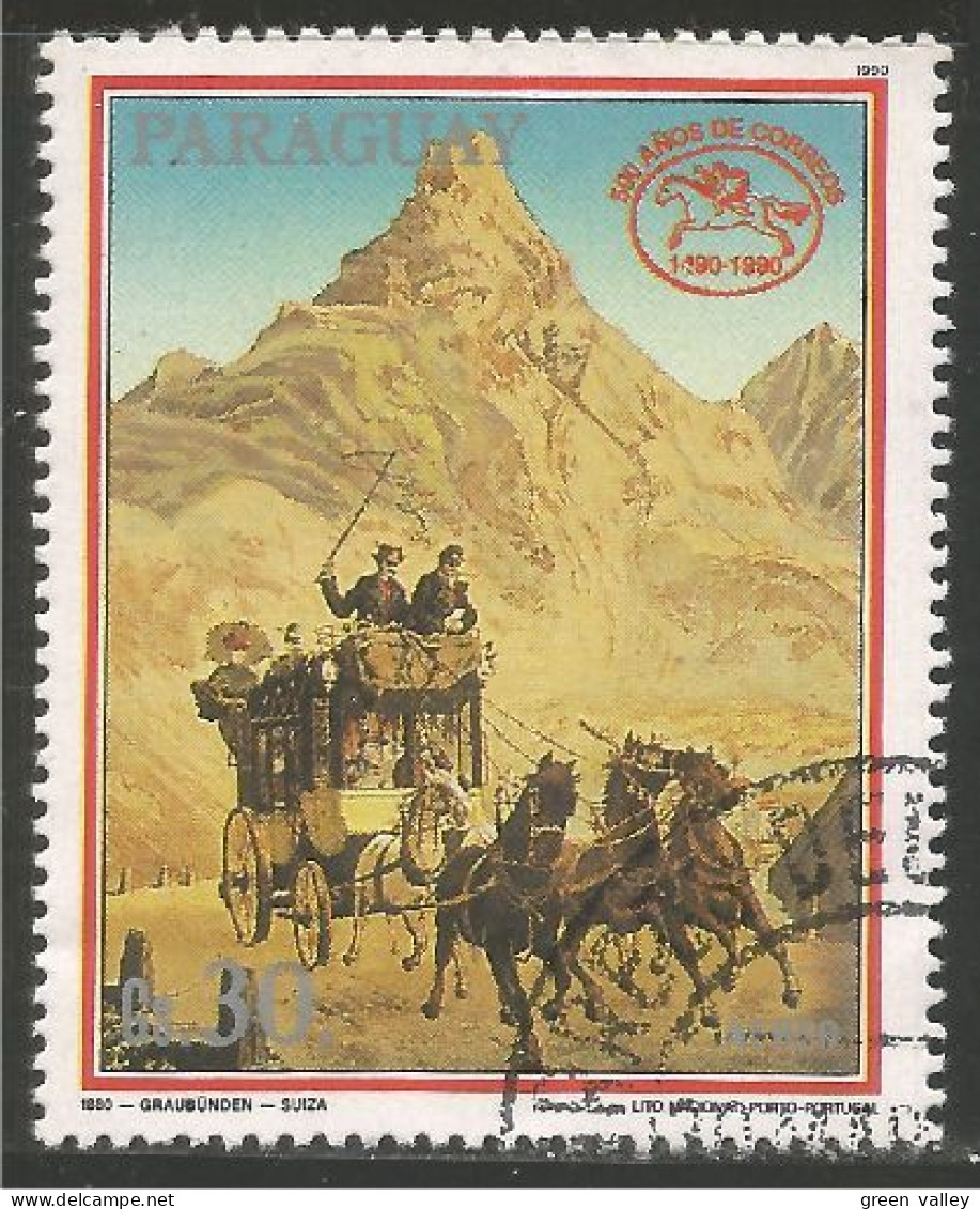 722 Paraguay 500 Ans Poste Cheval Horse Pferd Malle Mail (PAR-104) - Post