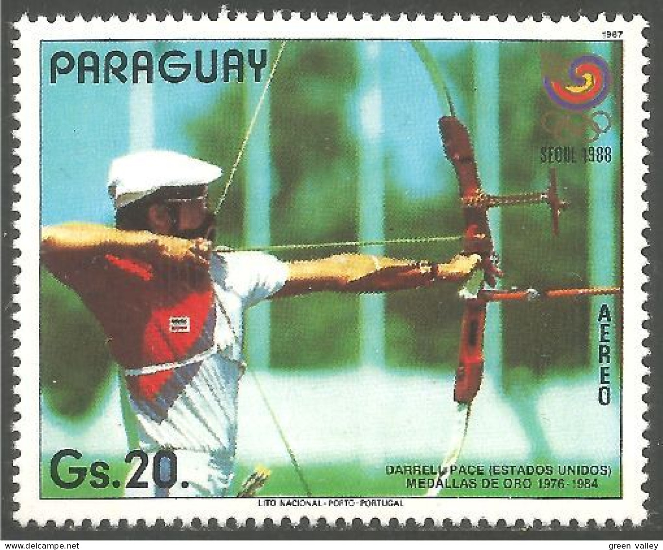 722 Paraguay Olympics Seoul 1988 Archer Bow Flèche Arrow Tir Arc (PAR-110) - Tir à L'Arc