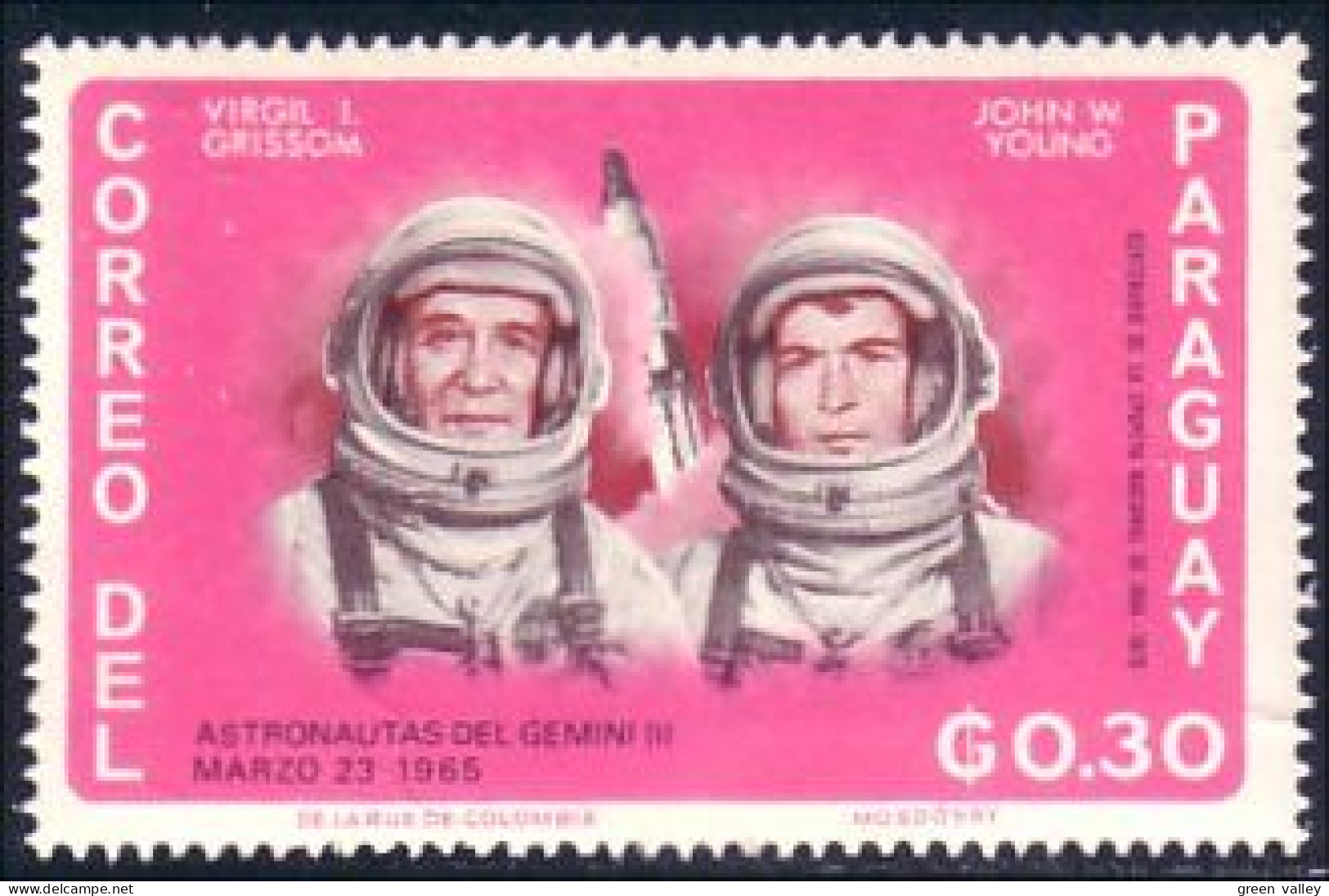 722 Paraguay Space Espace Gemini Young Grissom MH * Neuf CH (PAR-81) - Stati Uniti