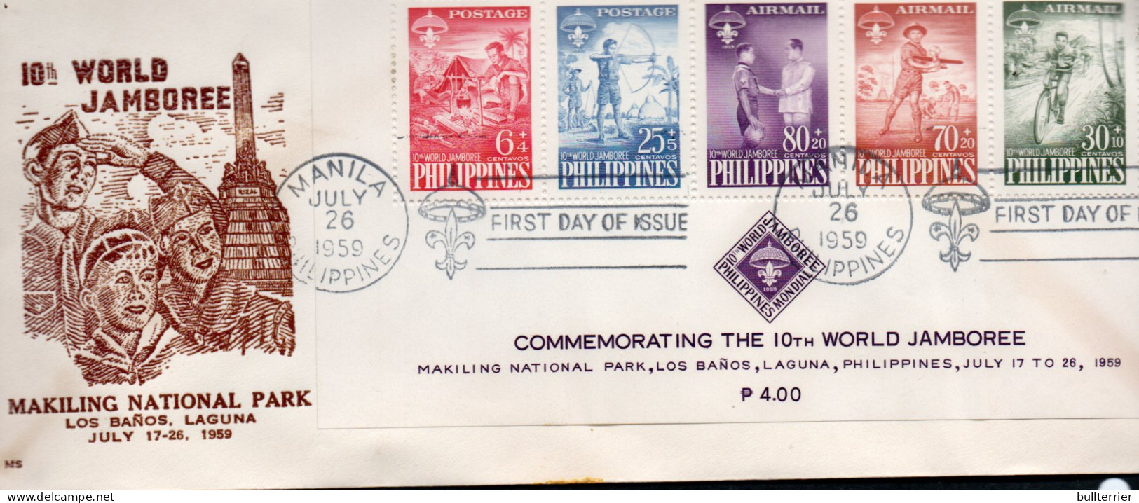 PHILIPPINES - 1959 - SCOUT JAMBOREE S/SHEET ON MAKILING PARK   FDC , SG CAT £24 - Storia Postale
