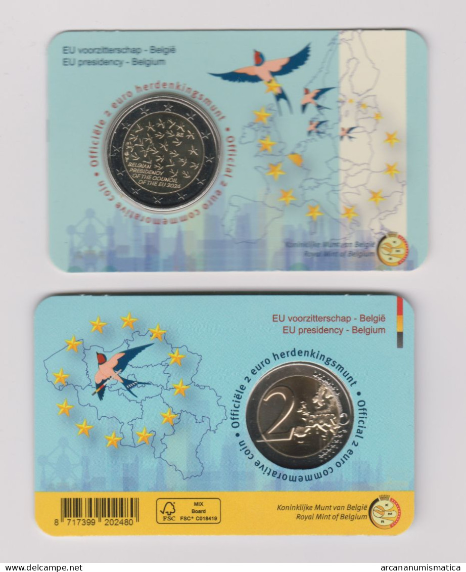 BELGICA / BELGIUM 2€ 2.024  SC/UNC  "Presidency Of The Council Of The UE 2024"  COINCARD    T-DL-13.595 - Bélgica