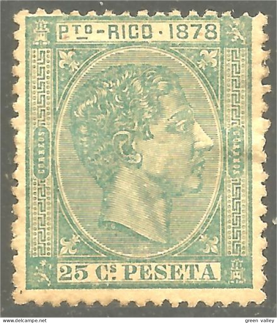 748 Puerto-Rico 1878 Roi King Alfonso XII 25c Vert Foncé Dark Green (PUE-5c) - Puerto Rico