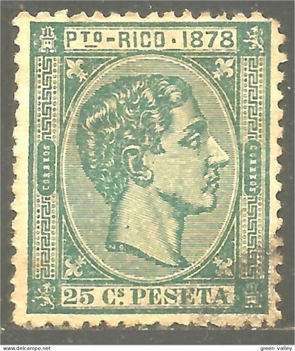 748 Puerto-Rico 1878 Roi King Alfonso XII 25c Vert Foncé Dark Green (PUE-5b) - Puerto Rico