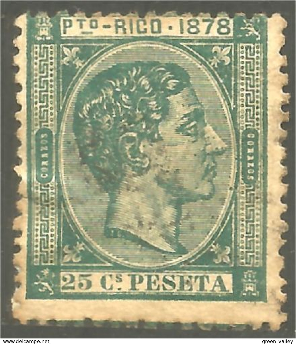 748 Puerto-Rico 1878 Roi King Alfonso XII 25c Vert Foncé Dark Green (PUE-5a) - Porto Rico