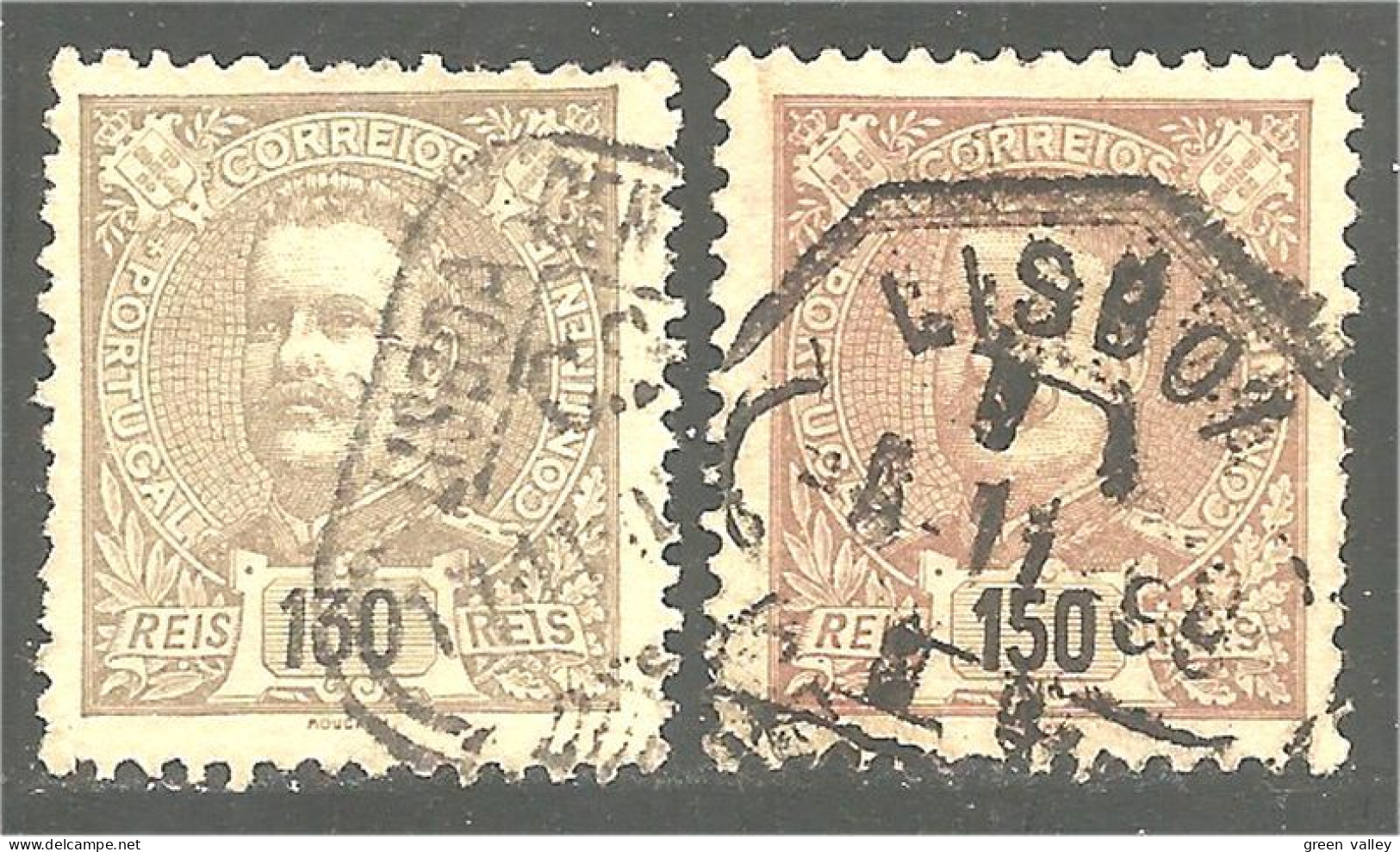 742 Portugal 1895-1905 King Carlos 130r 150r VF (POR-132) - Oblitérés