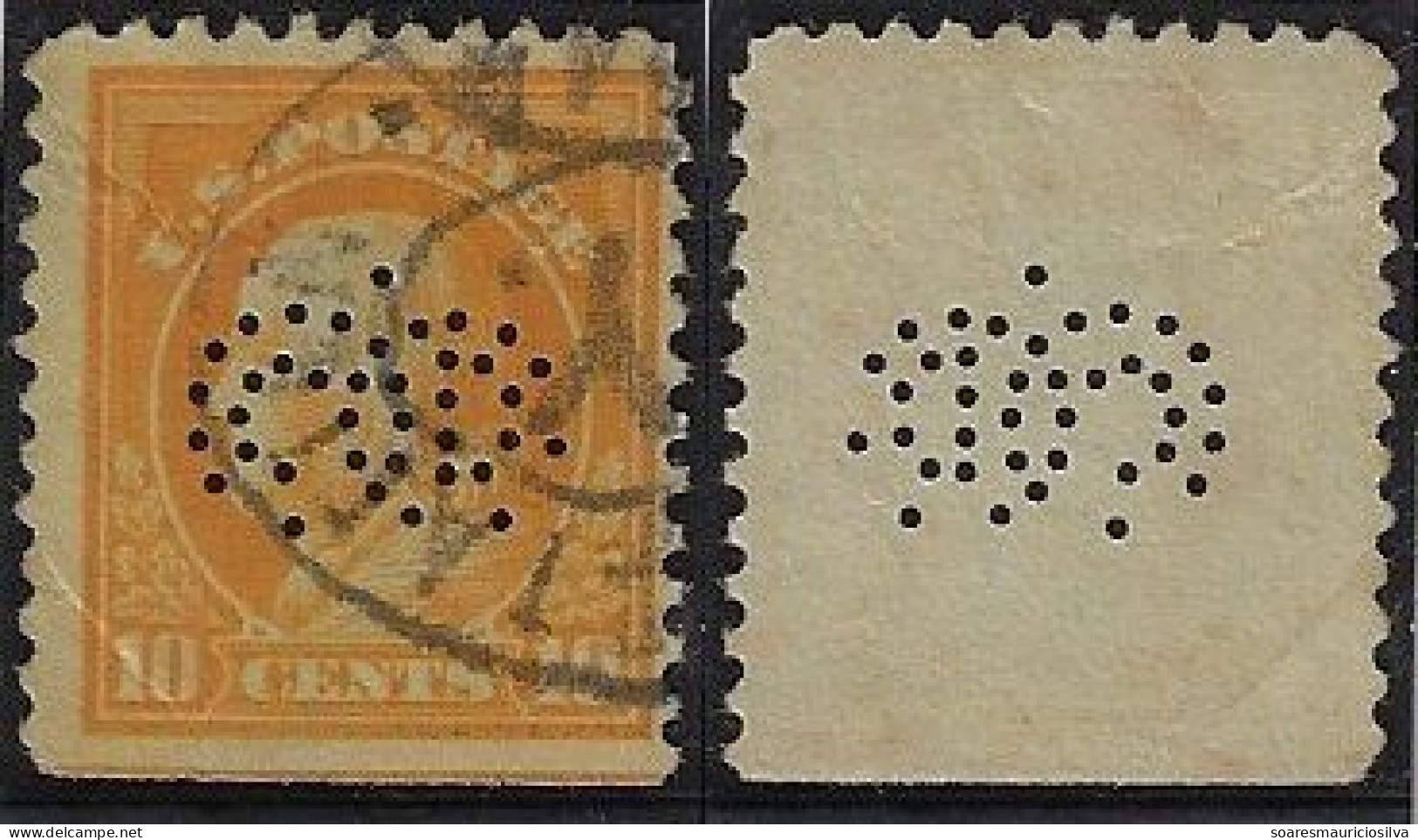 USA United States 1908/1917 Stamp With Perfin CD (circles) By Consolidated Dental Manufacturing Company Lochung Perfore - Perforés