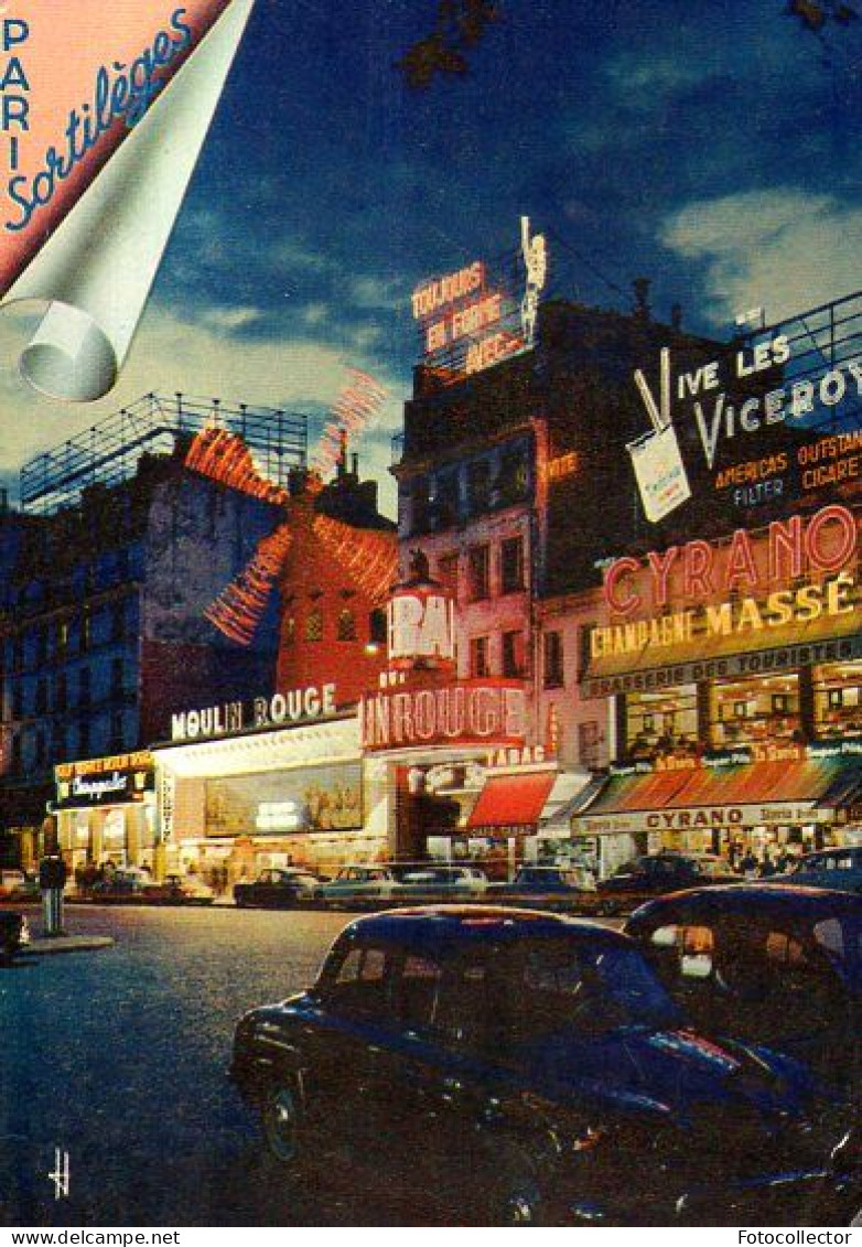 Paris : La Place Blanche Et Le Moulin Rouge De Nuit Par René Jacques - París La Noche