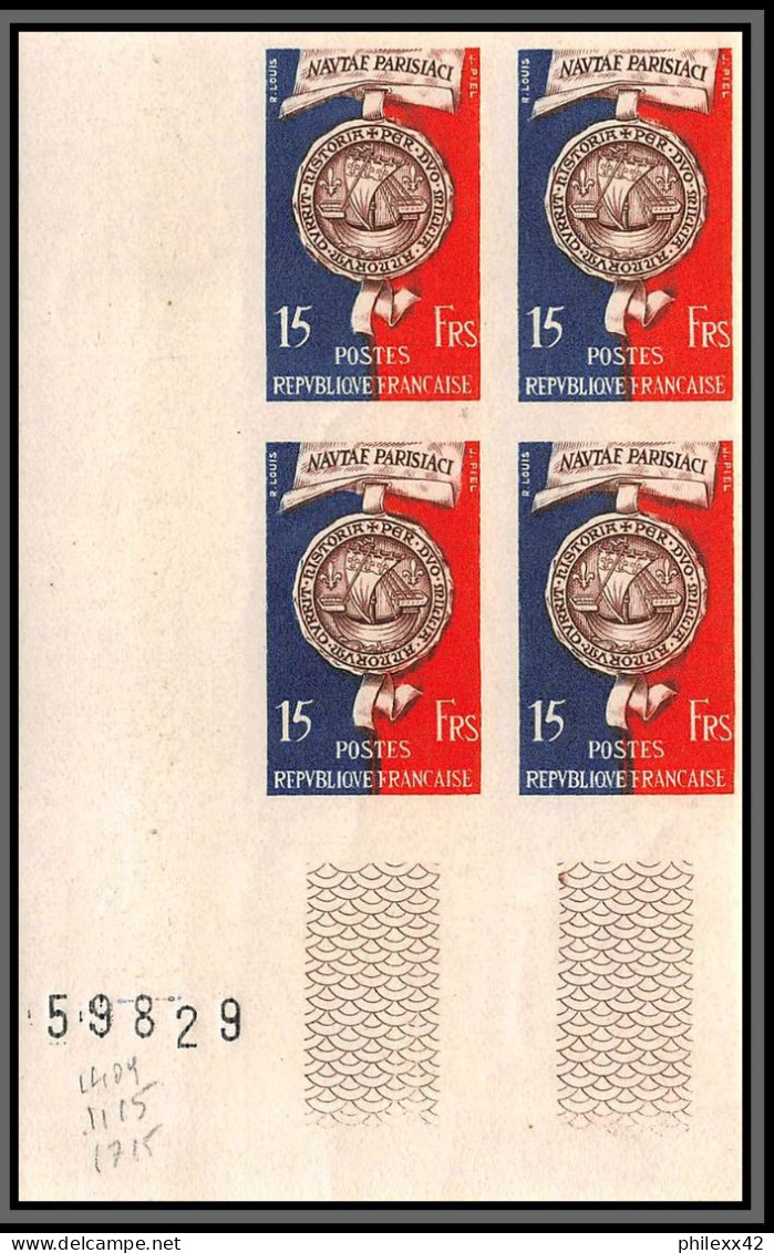 France N°906 Bimillénaire De Paris Sceau MédailleNon Dentelé ** MNH (Imperf)  Bloc 4 Cote Maury  440 - 1951-1960