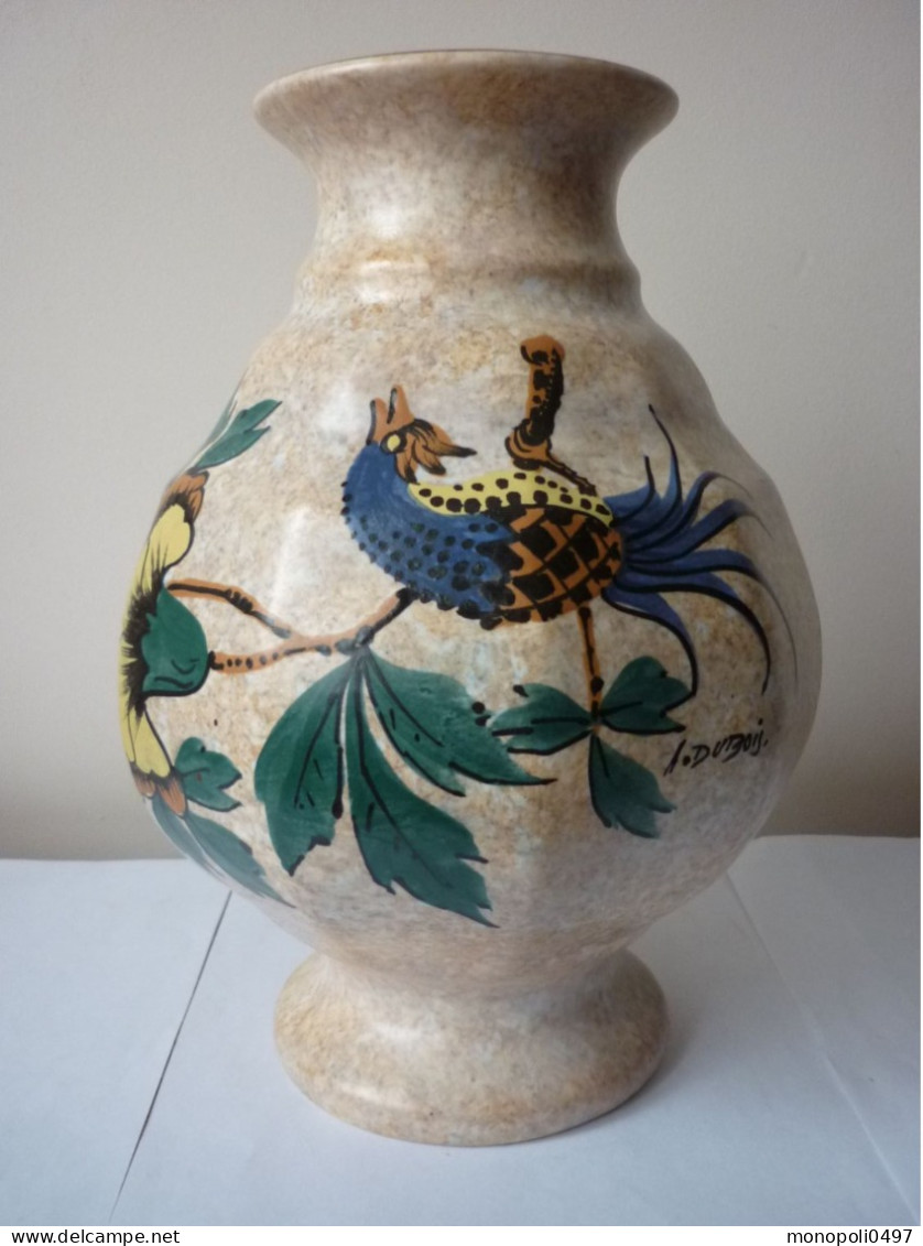 Antoine Dubois - Bergen - Vase De Forme  Dodécagone - Décor Oiseau - Dubois (BEL)