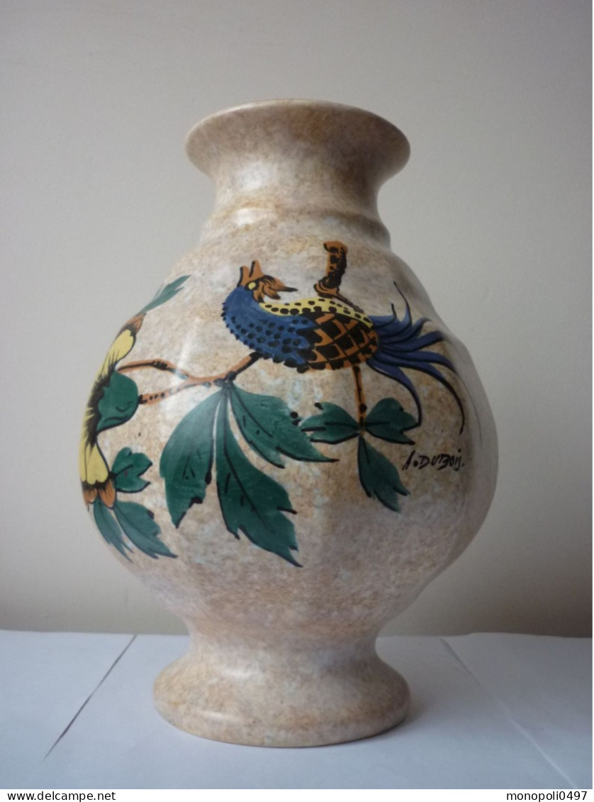 Antoine Dubois - Bergen - Vase De Forme  Dodécagone - Décor Oiseau - Dubois (BEL)