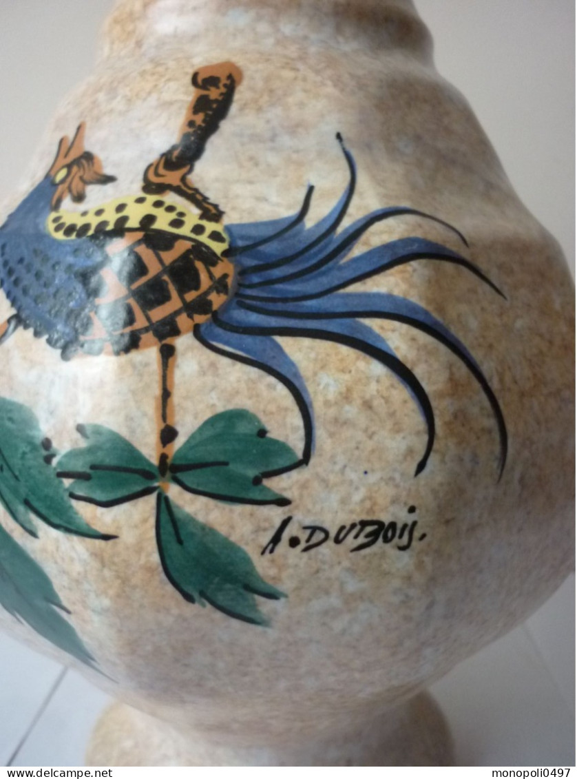 Antoine Dubois - Bergen - Vase de forme  dodécagone - décor oiseau