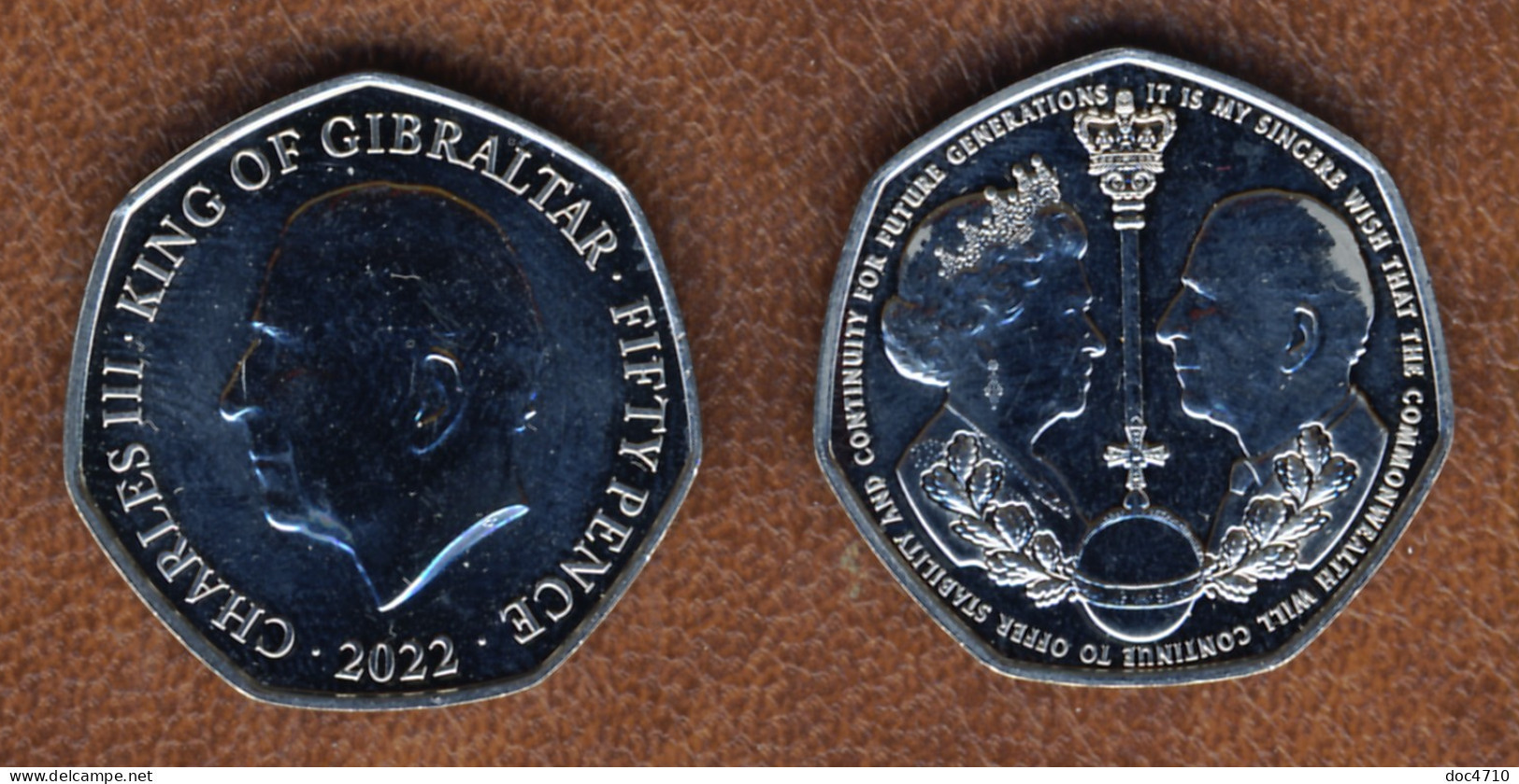 Gibraltar 50 Pence 2022, King Charles III's Accession, KM#1867, Unc - Gibilterra