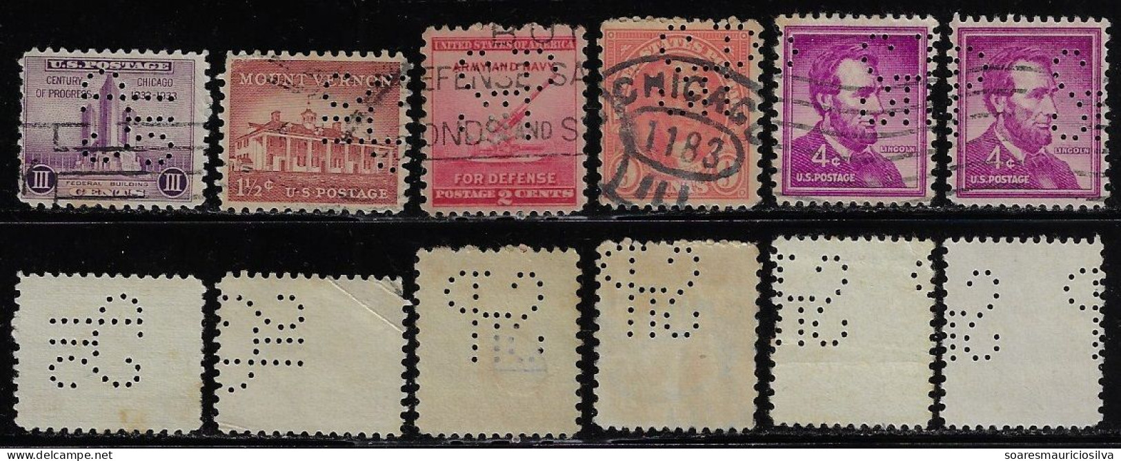 USA United States 1902/1965 6 Stamp With Perfin STP By Chicago Milwaukee & Saint Paul Railway Co. Lochung Perfore - Perfin