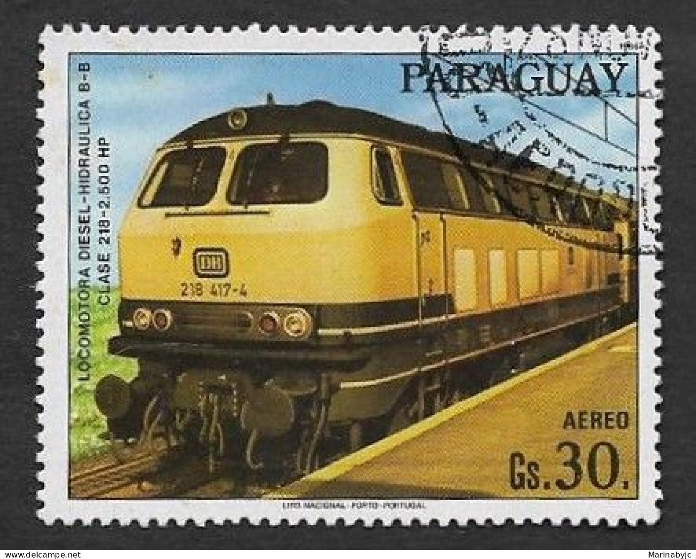SE)1986 PARAGUAY, FROM THE TRAINS SERIES, DIESEL LOCOMOTIVE - HYDRAULICS, CTO - Paraguay