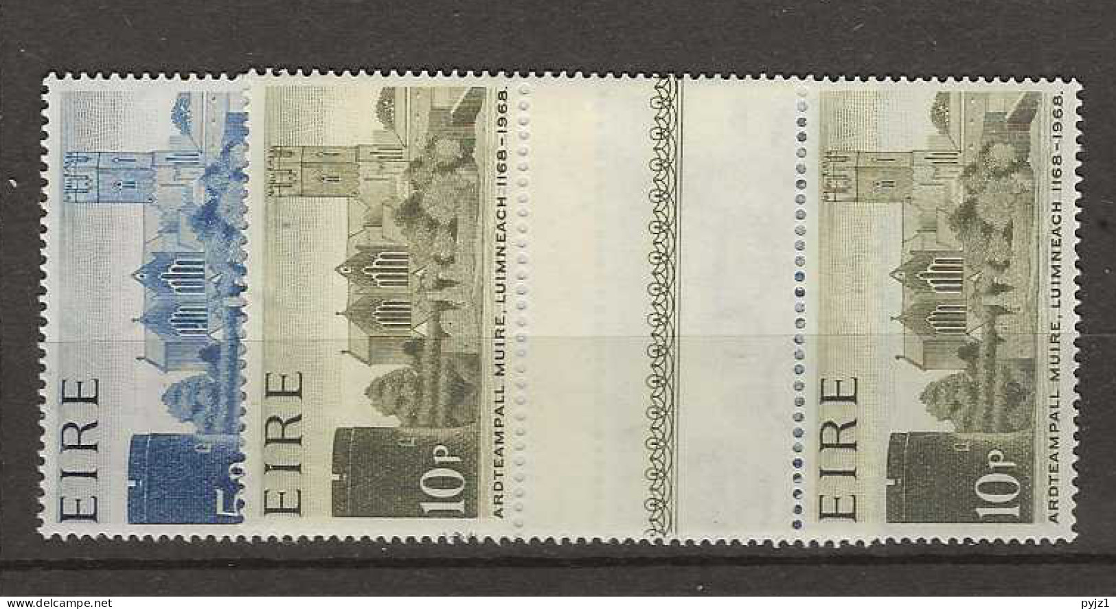 1968 MNH Ireland Mi 204-05 Gutter Pairs Unfolded - Ungebraucht