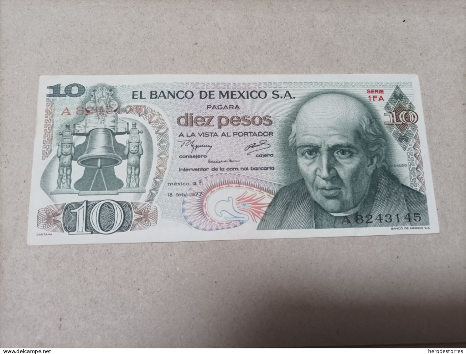 Billete México 10 Pesos, Año 1977, Serie A - México