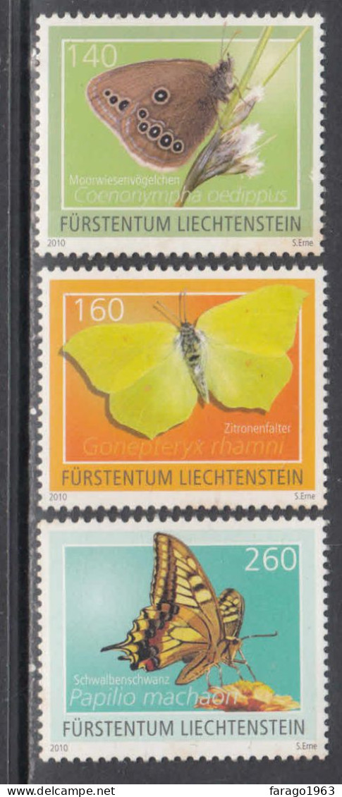 2010 Liechtenstein Butterflies Complete Set Of 3  MNH @ BELOW FACE VALUE - Ongebruikt