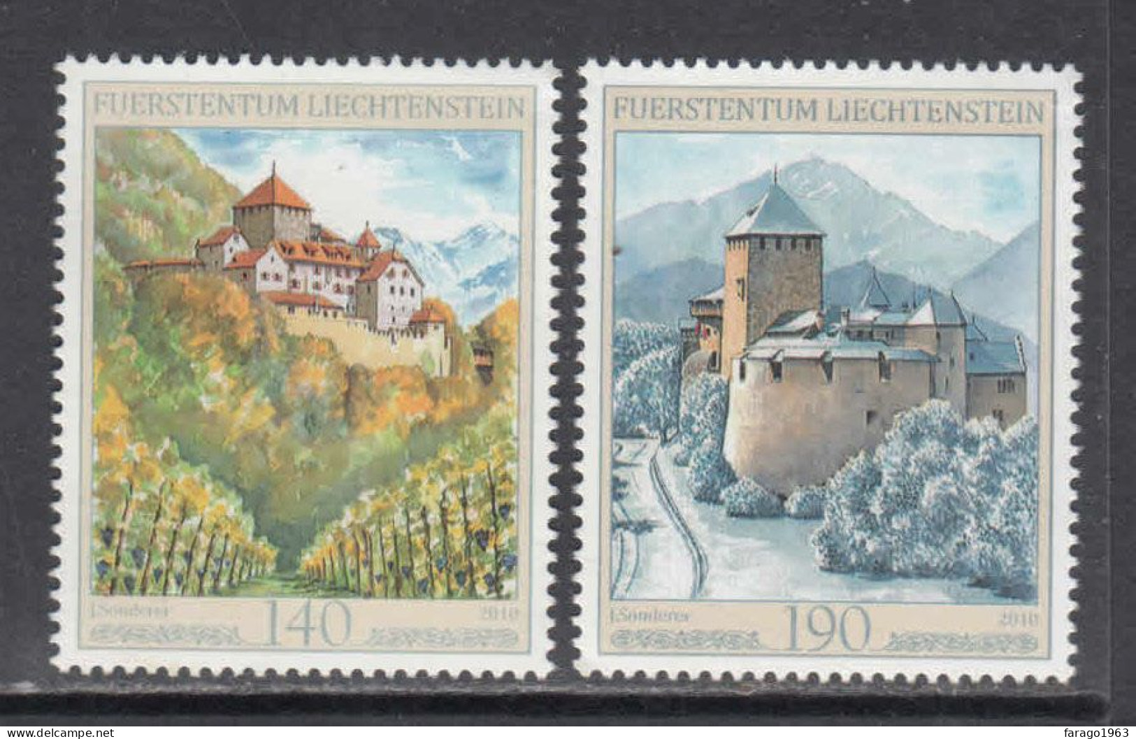 2010 Liechtenstein Vaduz Castle Complete Set Of 2  MNH @ BELOW FACE VALUE - Ongebruikt