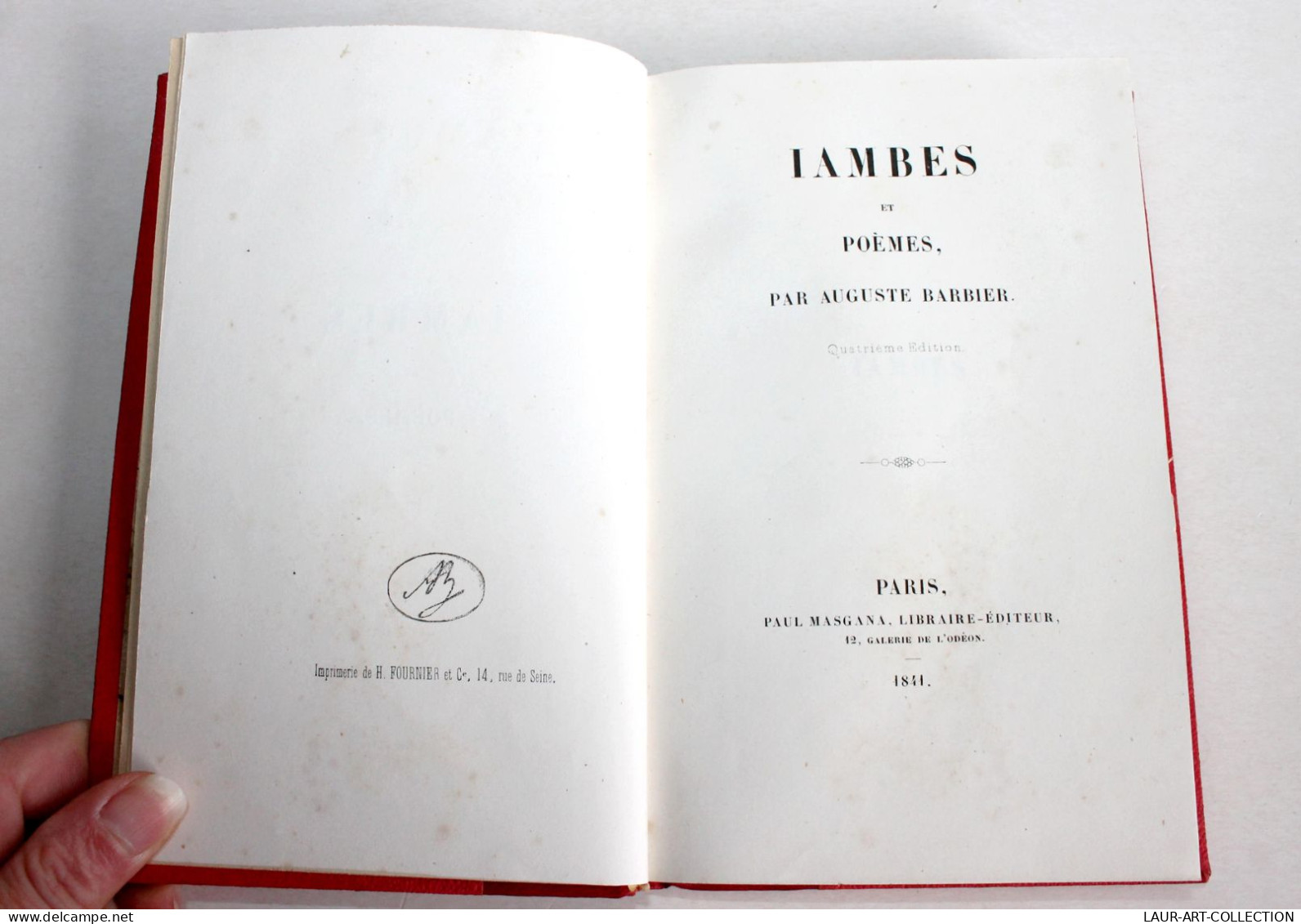 LAMBES ET POEMES Par AUGUSTE BARBIER, 4e EDITION 1841 MASGANA, POESIE / ANCIEN LIVRE XIXe SIECLE (1803.50) - Franse Schrijvers