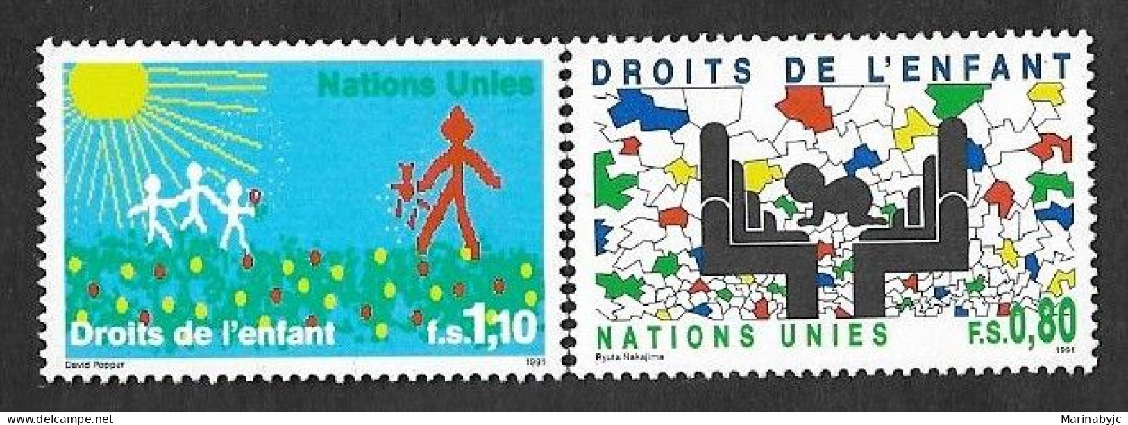 SE)1991 UNITED NATIONS, THE RIGHTS OF CHILDREN, 2 STAMPS MNH - Used Stamps