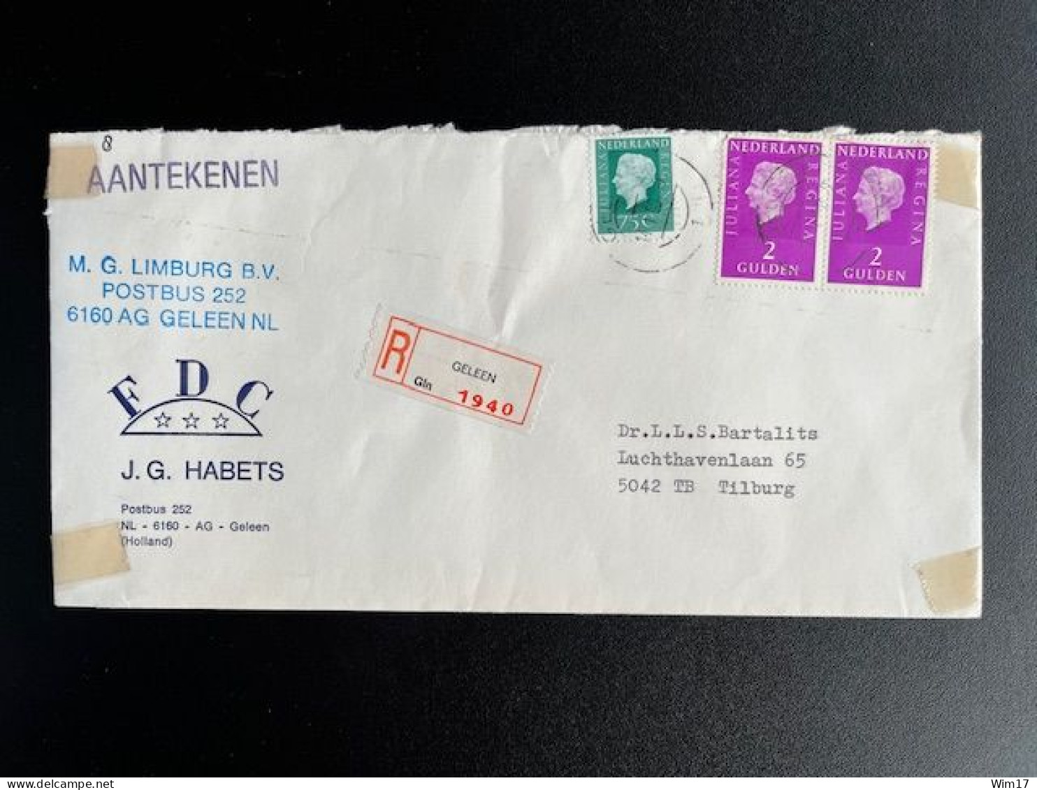 NETHERLANDS 1980 REGISTERED LETTER GELEEN TO TILBURG 14-01-1980 NEDERLAND AANGETEKEND - Covers & Documents