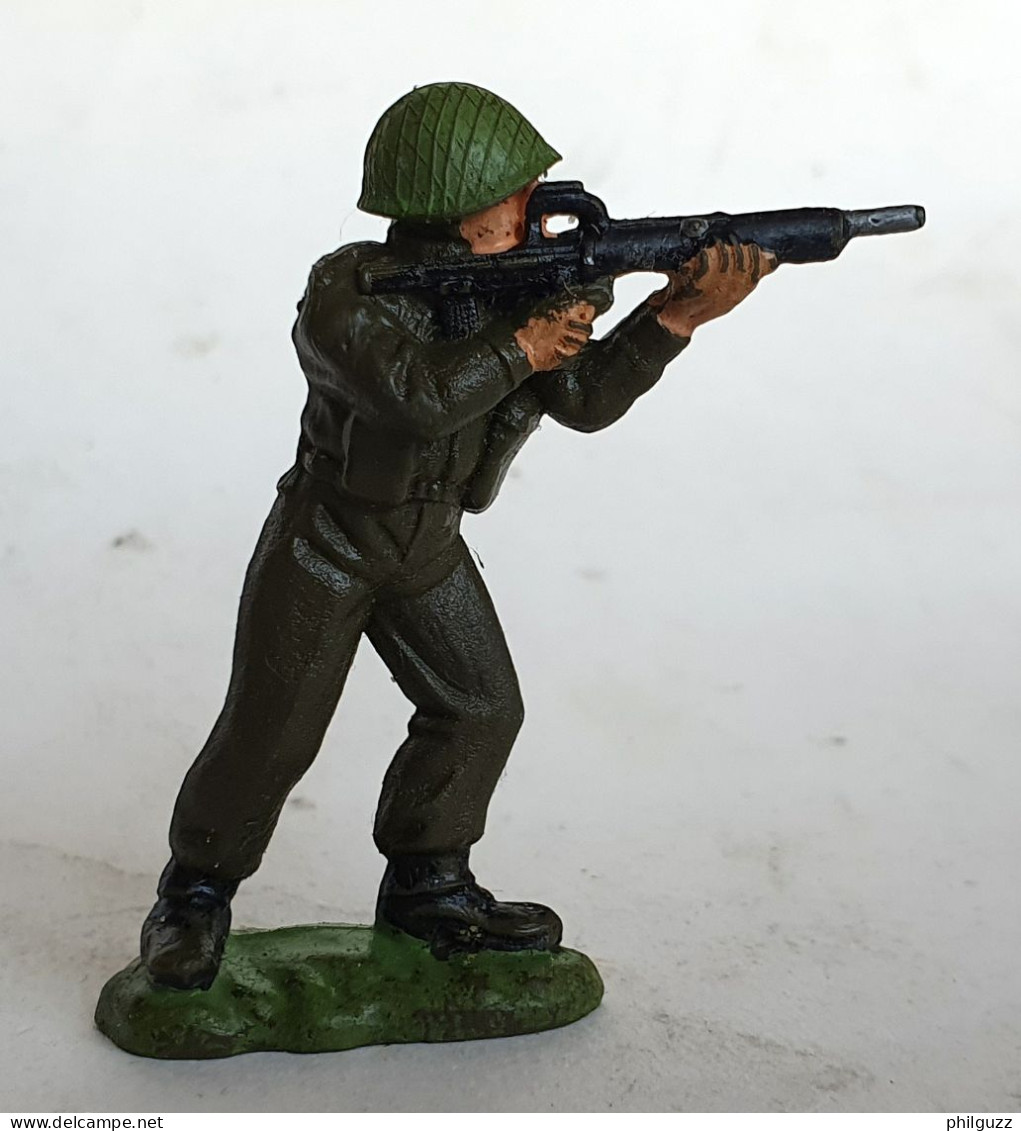 FIGURINE SOLDAT ANGLAIS VINTAGE HANDPAINTED BRITAINS Tireur Fusil Debout - Army