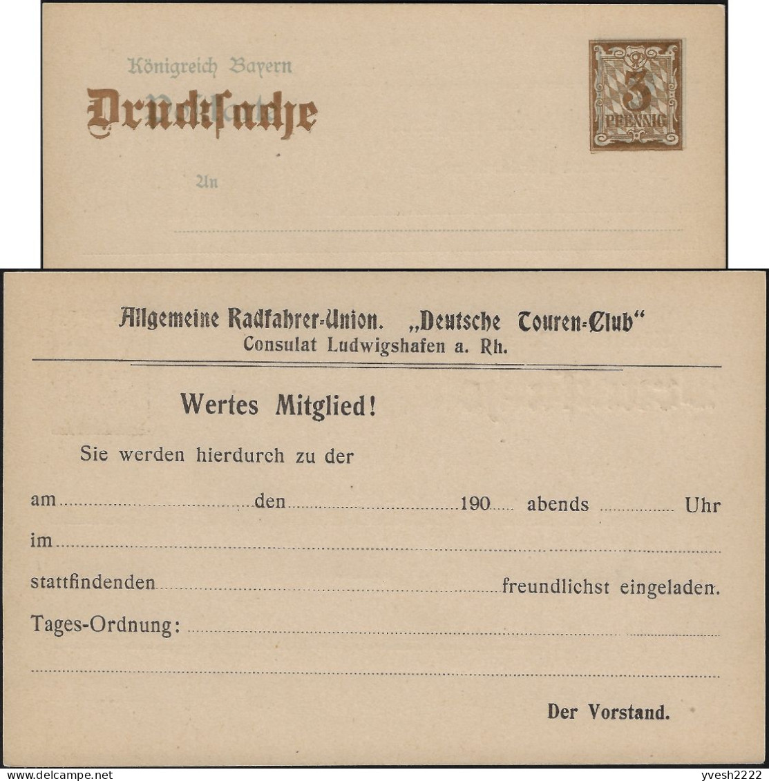 Bavière 1906. Entier Postal Timbré Sur Commande. Union Des Cyclistes De Ludwigshafen - Ciclismo