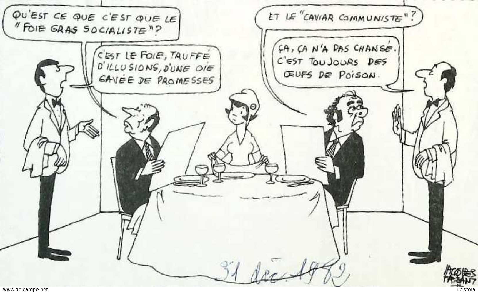 ► Coupure De Presse   Le Figaro Jacques Faisant 1982 Mitterrand Marchais Marianne Caviar Foie Gras - Desde 1950