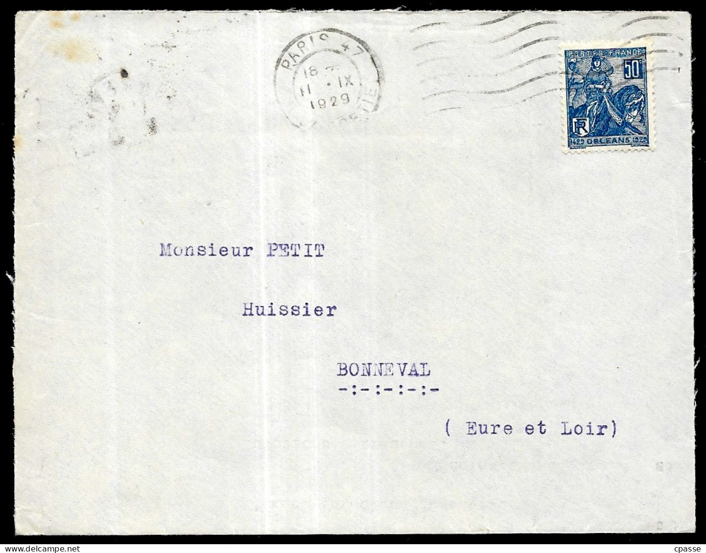 1929 Lettre Avec Timbre Jeanne D'Arc YT 257 Seul Sur Lettre De Paris à Bonneval - Brieven En Documenten