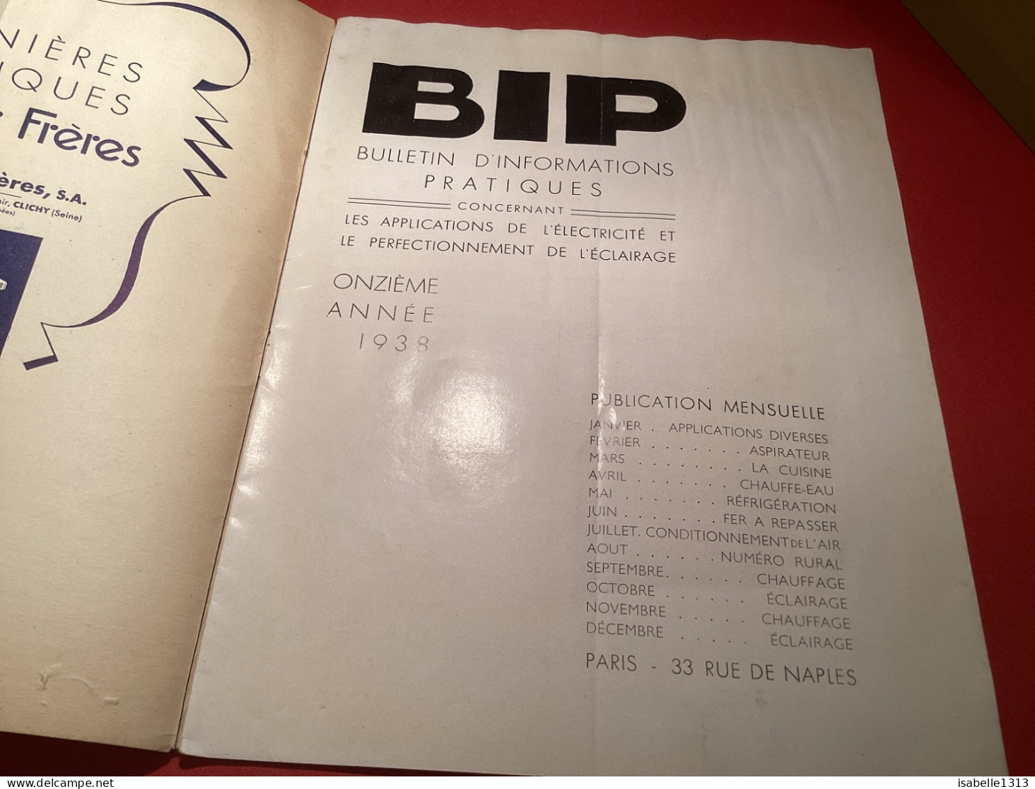 BIP 1938 Bulletin D’informations Pratiques Concernant Les Applications De L’électricité Et De La Perfectionnement De L’é - Advertising