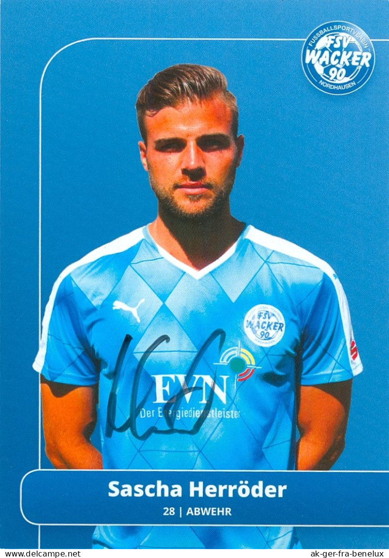 Fußball-Autogrammkarte AK Sascha Herröder FSV Wacker Nordhausen 16-17 Groß-Gerau Alemannia Aachen Lotte - Authographs