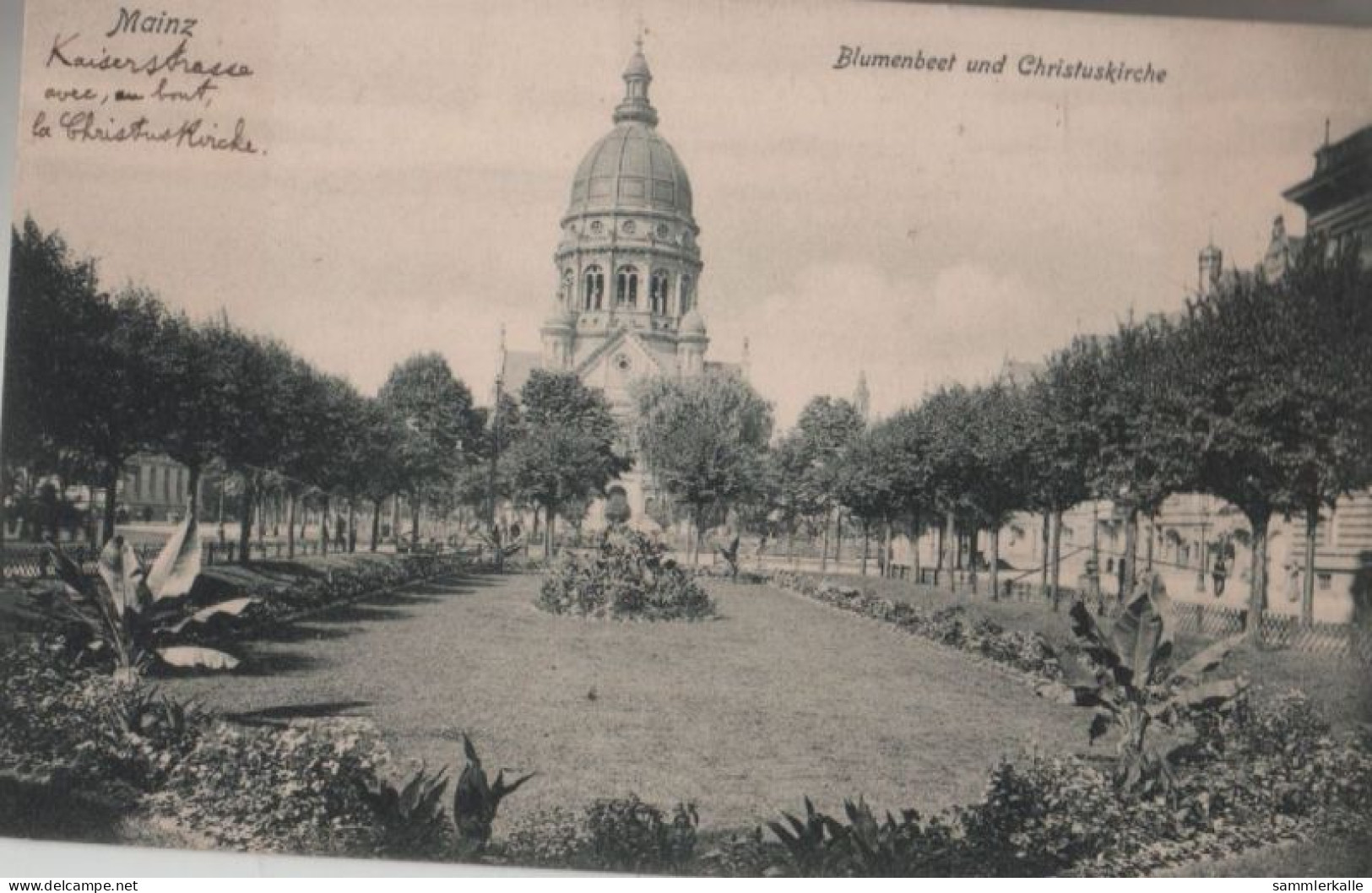 38270 - Mainz - Blumenbeet Und Christuskirche - Ca. 1930 - Mainz