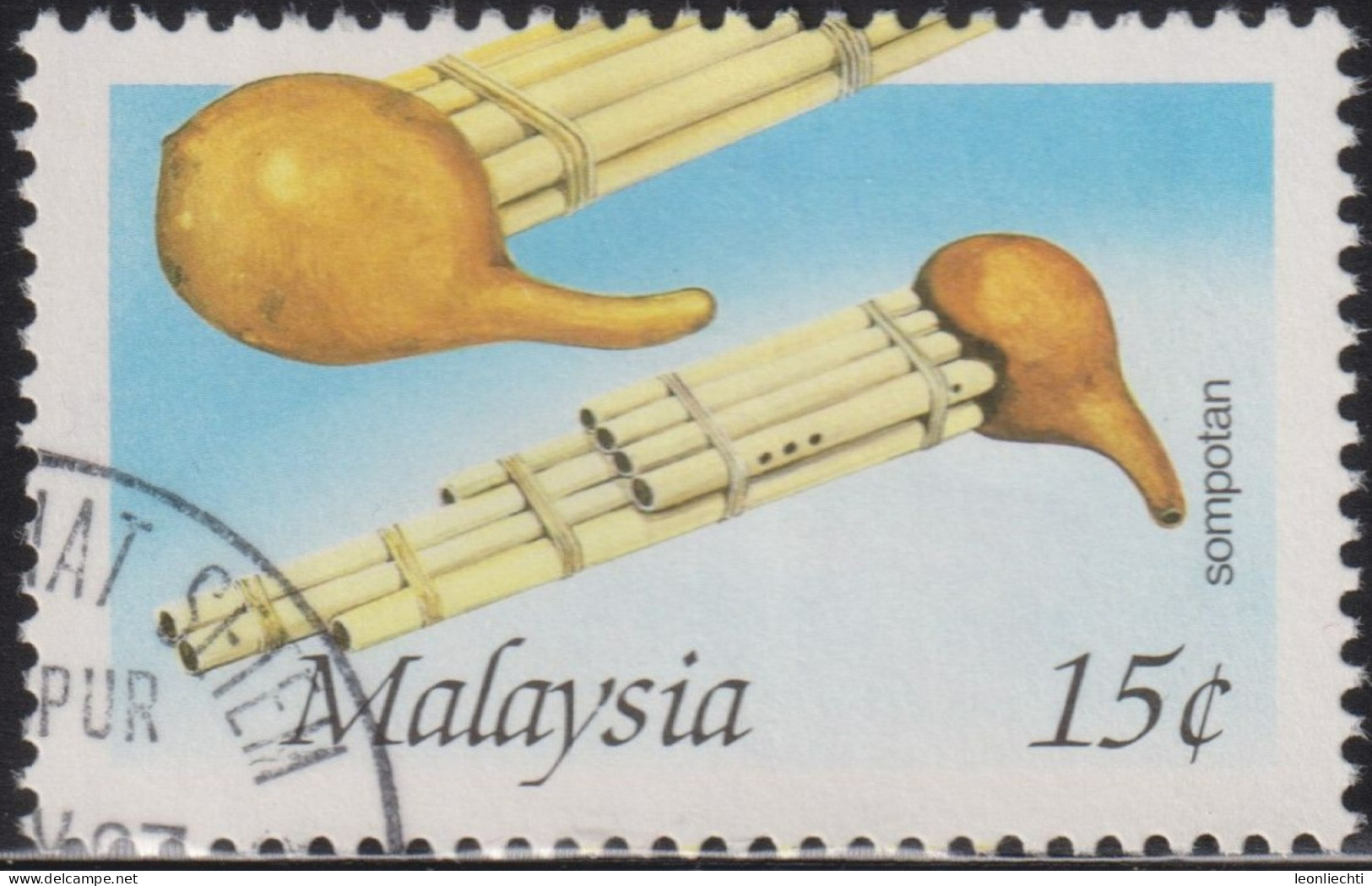 1987 Malaysia ° Mi:MY 351, Sn:MY 350, Yt:MY 371, Sg:MY 365, ISC:MY 353, Sompotan, Volksmusikinstrumente - Maleisië (1964-...)