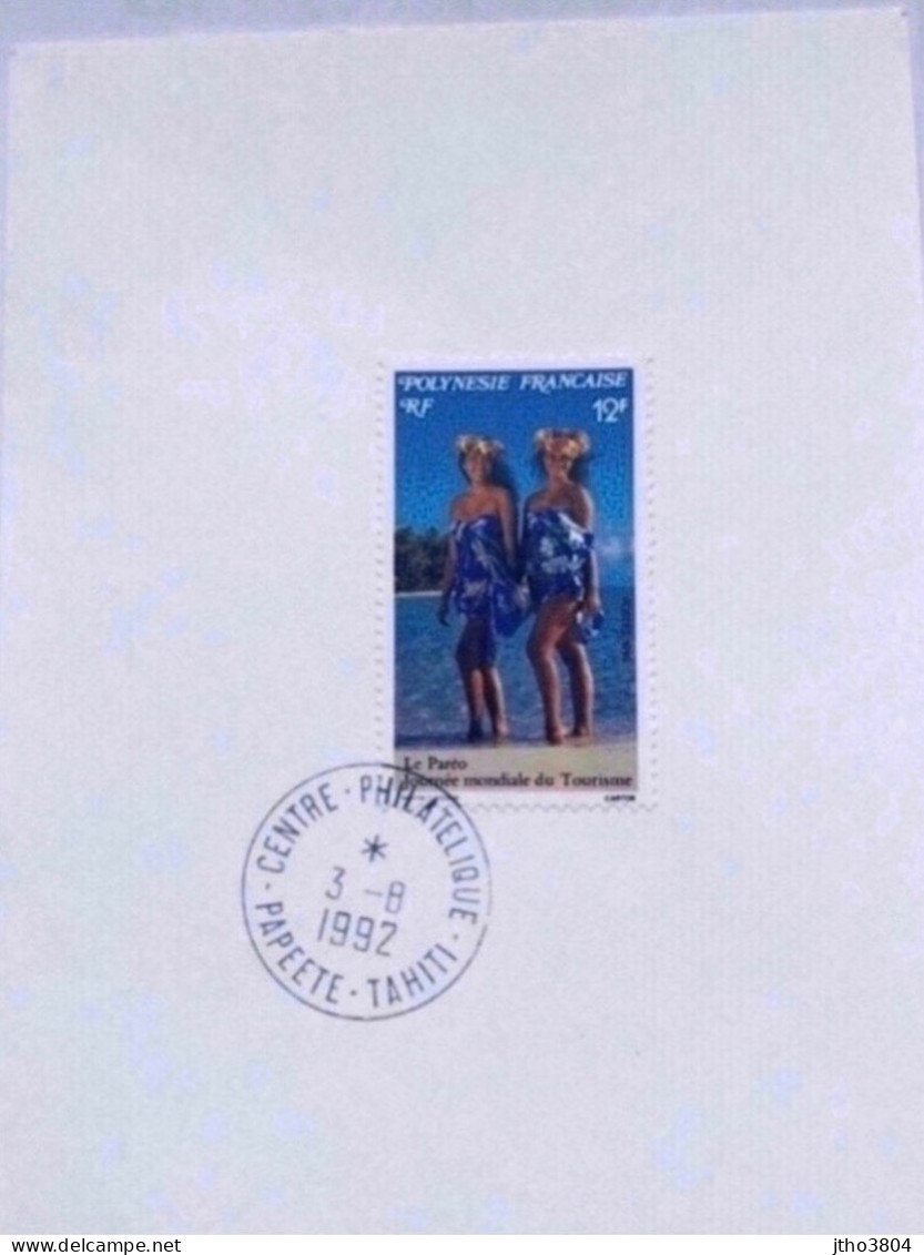 POLYNESIE 1992 - 367 - Papeete Tahiti Tableau Journée Mondiale Du Tourisme - Lettres & Documents