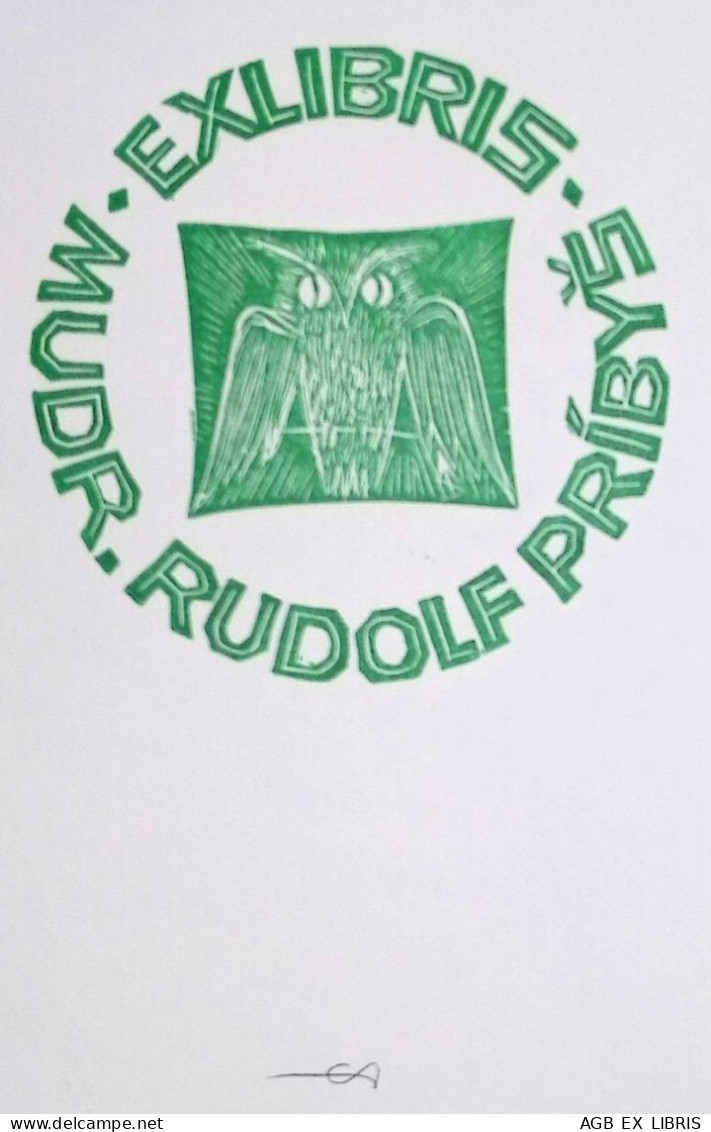 EX LIBRIS ERICH AULITZKY Per MUDR. RUDOLF PRIBYS L27bis-F02 EXLIBRIS Opus 51 VERDE - Ex Libris