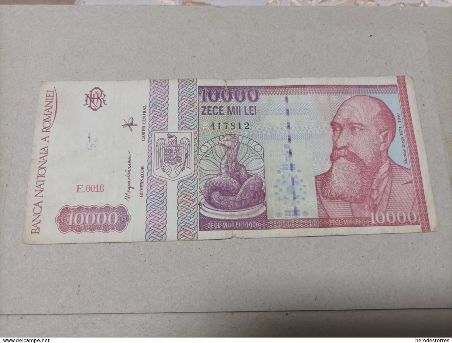 Billete Rumania 10000 Lei, Nº Bajisimo 0016, Año 1994 - Roumanie